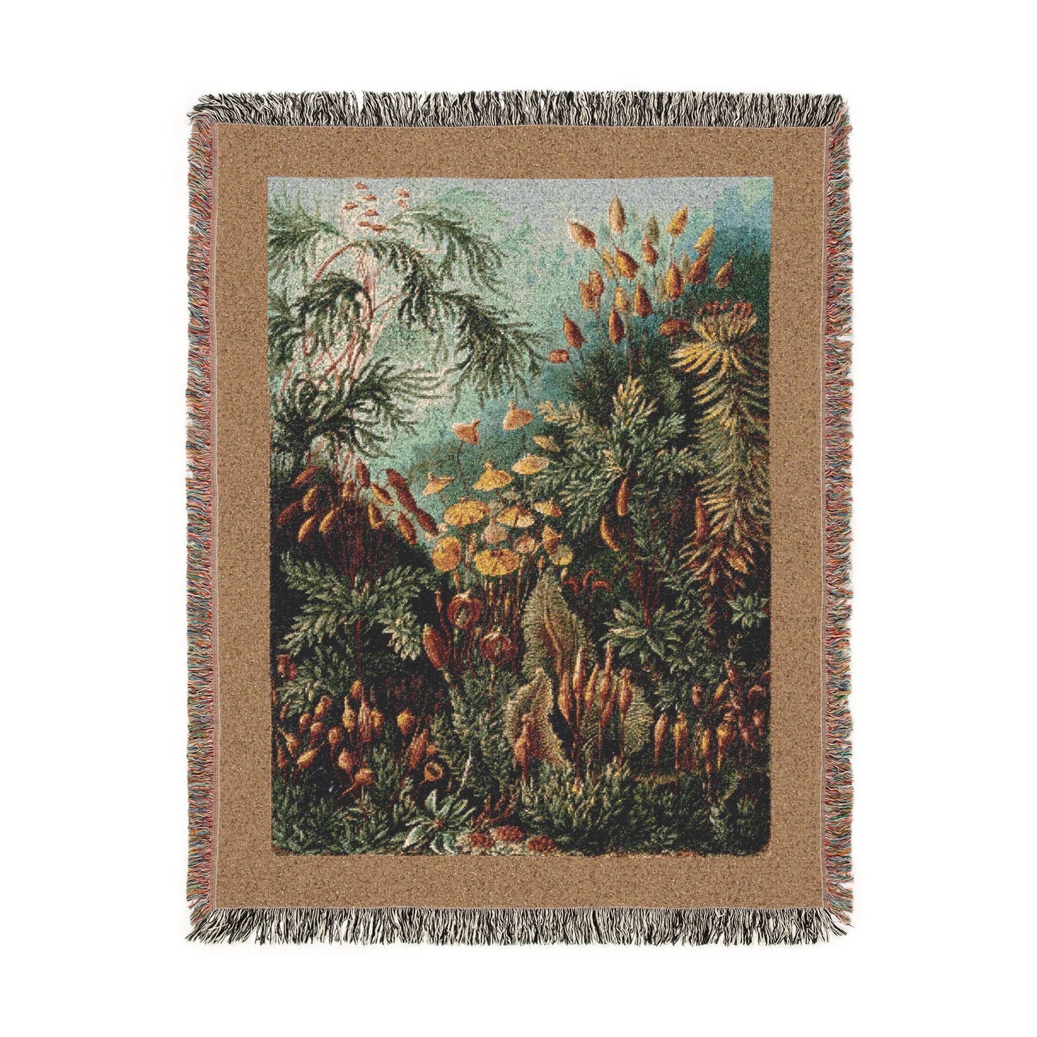 Muscinae Moss Woven Blanket, Ernst Haeckel, Vintage Botanical Art