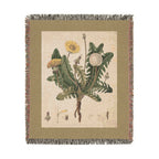 Leontodon Taraxacum Dandelion Woven Blanket, Flora Londinensis, Vintage Botanical Art