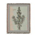 A Curious Herbal Rosemary Woven Blanket, Elizabeth Blackwell, Vintage Botanical Art Throw