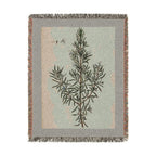 A Curious Herbal Rosemary Woven Blanket, Elizabeth Blackwell, Vintage Botanical Art Throw