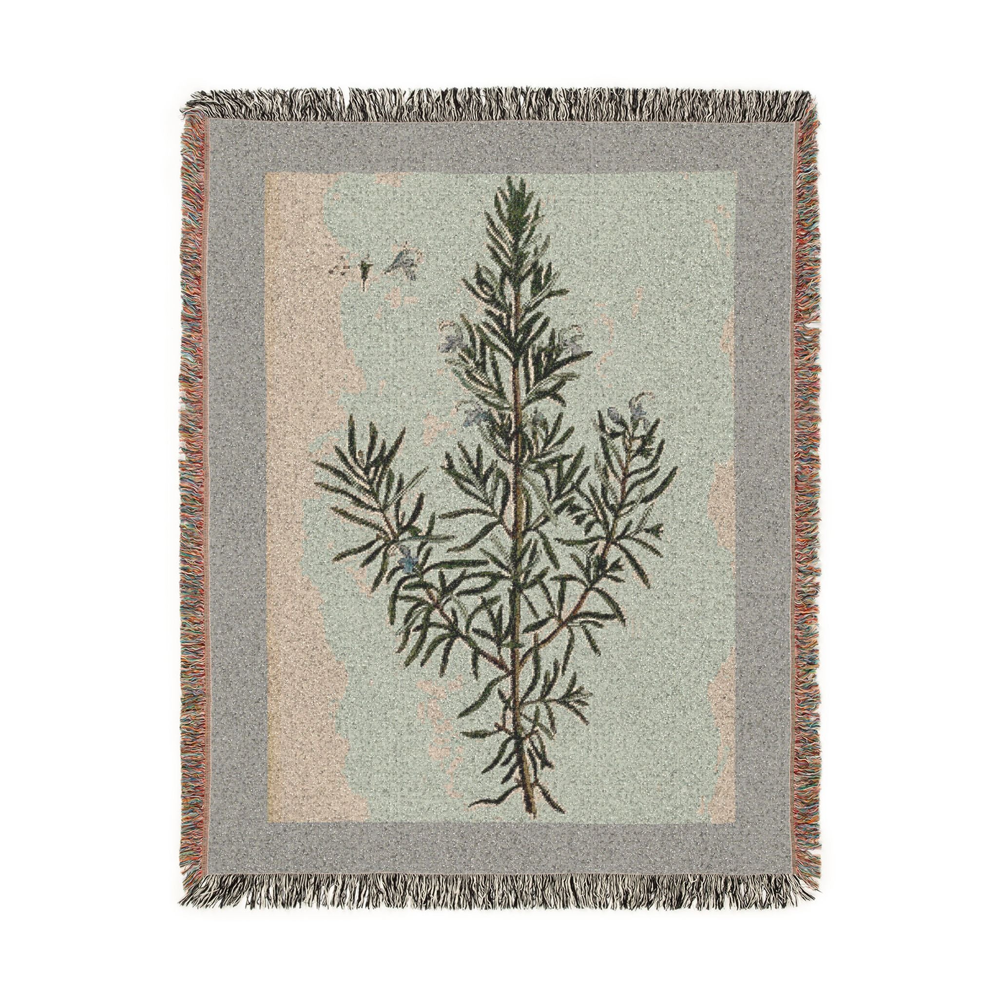A Curious Herbal Rosemary Woven Blanket, Elizabeth Blackwell, Vintage Botanical Art Throw