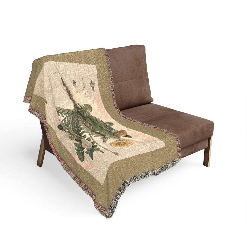 Leontodon Taraxacum Dandelion Woven Blanket, Flora Londinensis, Vintage Botanical Art