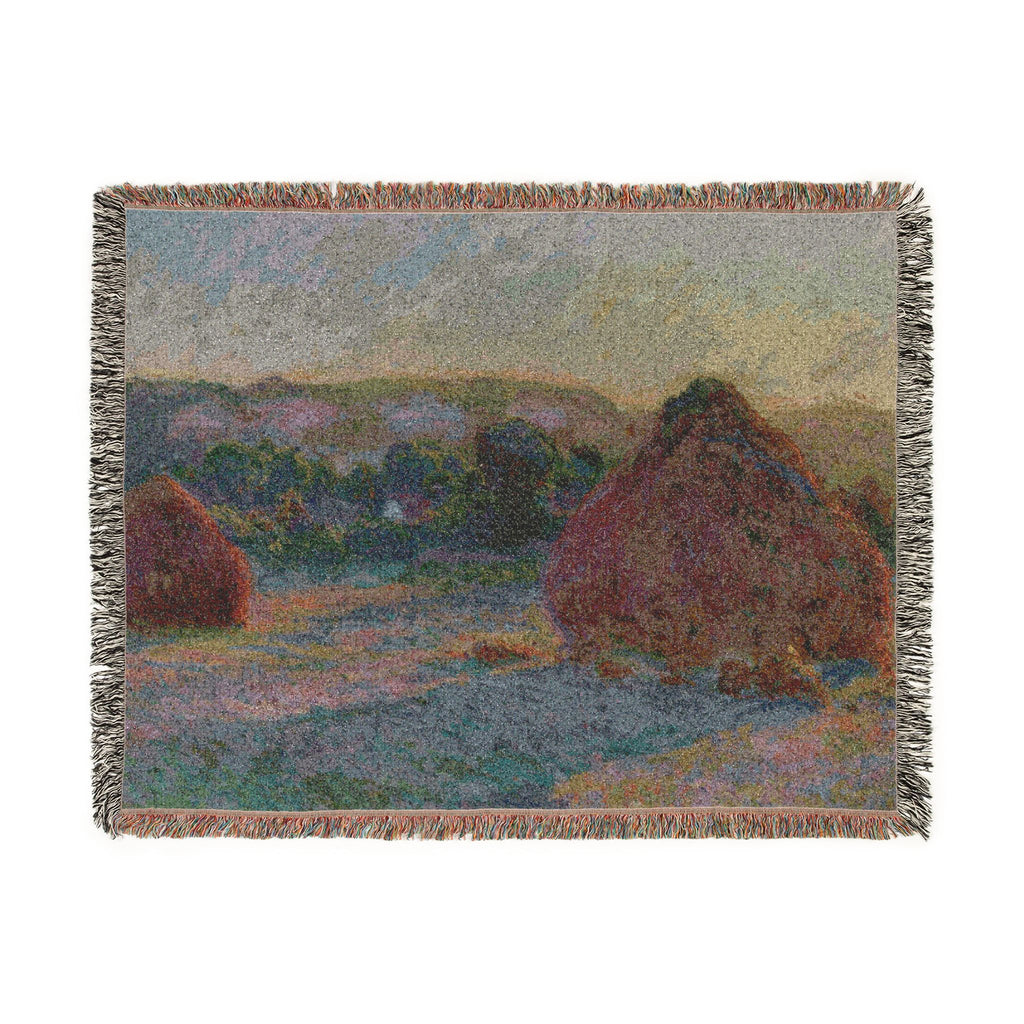 Stacks of Wheat (End of Summer) Woven Blanket, Claude Monet, Impressionist Art Throw