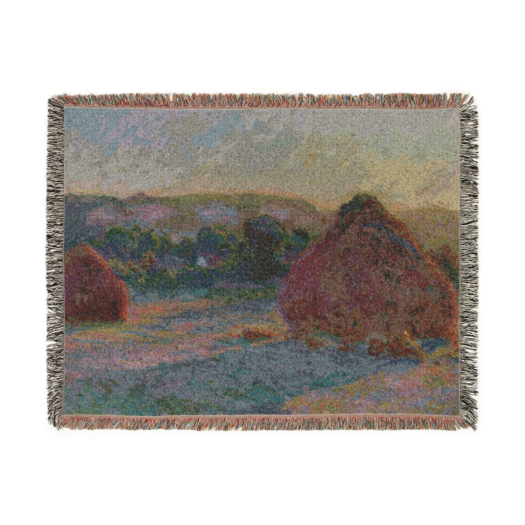 Stacks of Wheat (End of Summer) Woven Blanket, Claude Monet, Impressionist Art Throw