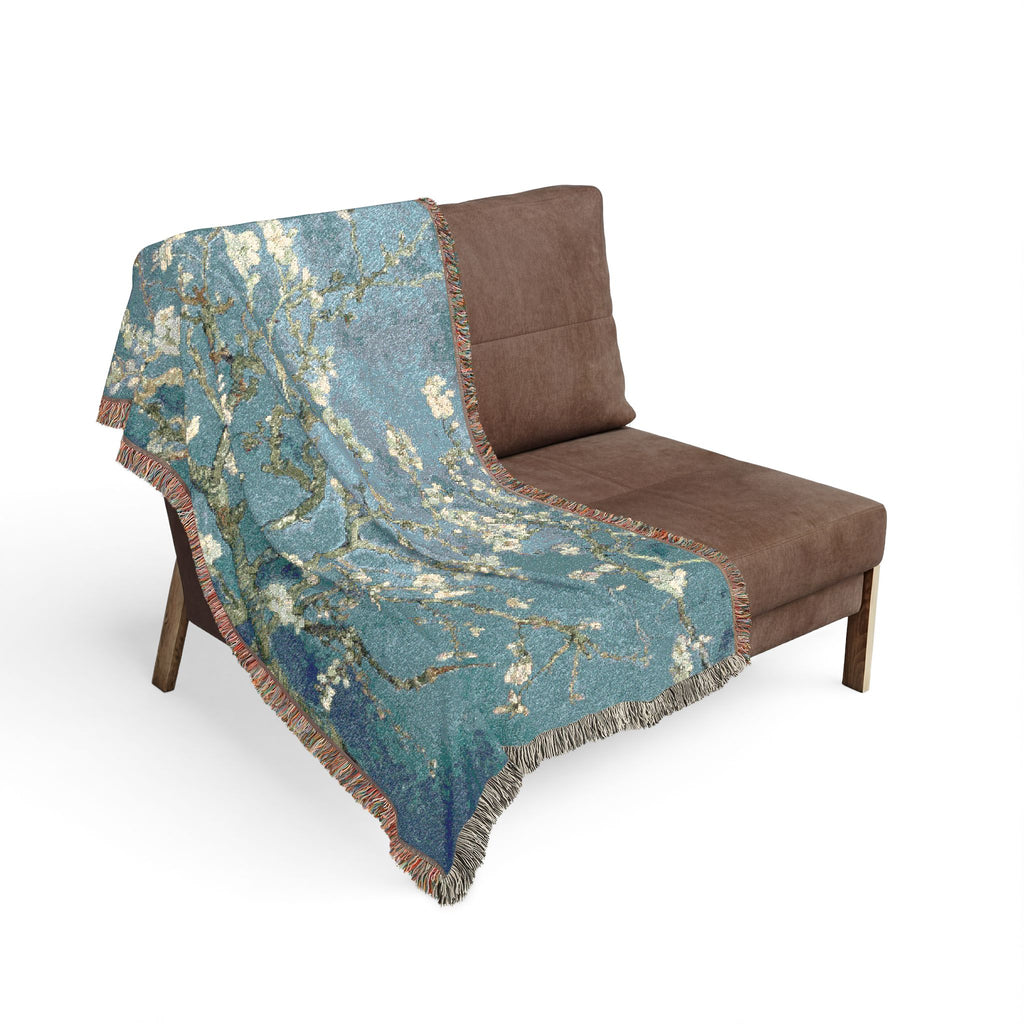 Almond Blossom Woven Blanket, Vincent van Gogh, Floral Fine Art Throw