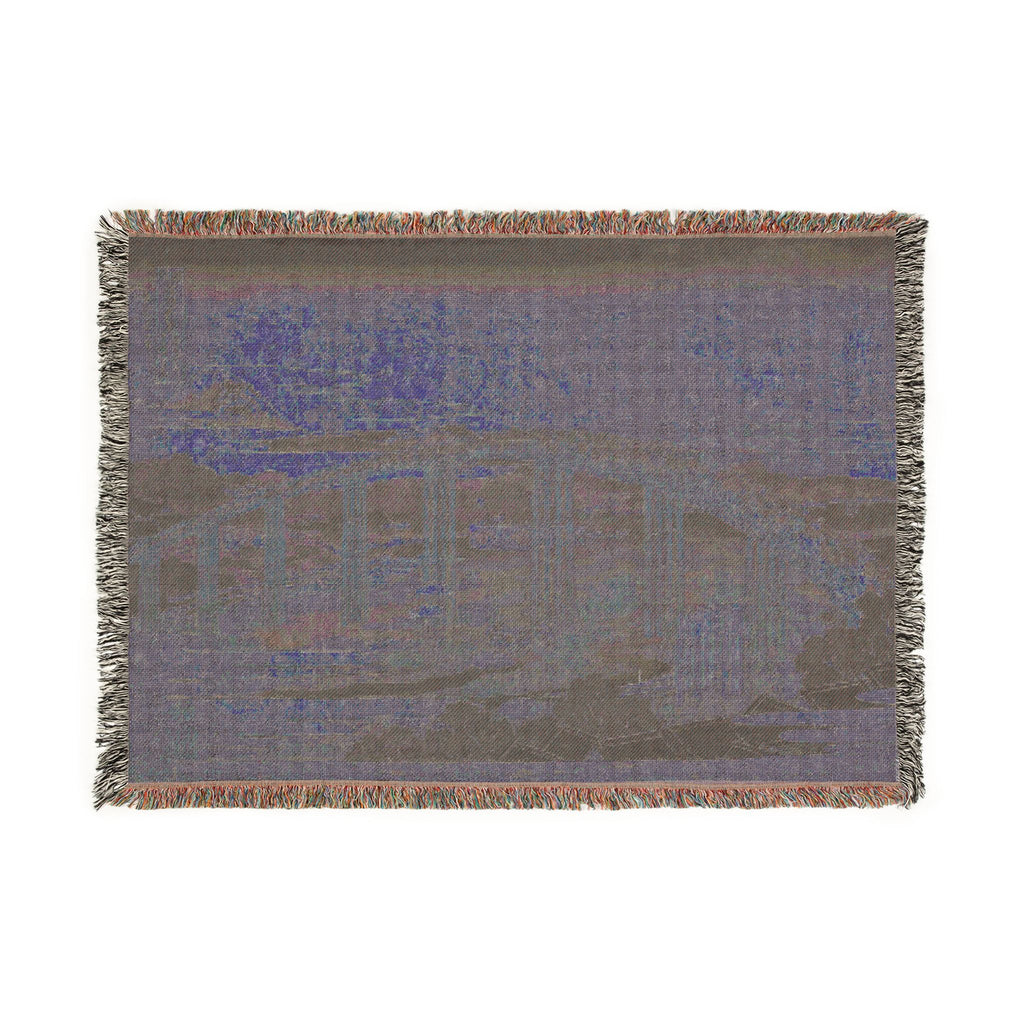 Yahagi Bridge at Okazaki Woven Blanket, Katsushika Hokusai, Muted Japanese Woodblock Art