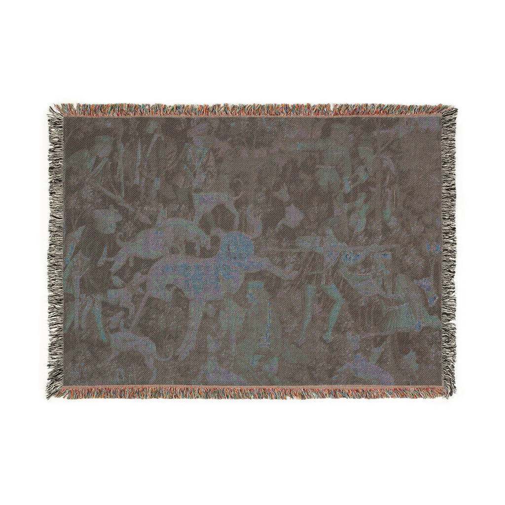 The Unicorn Defends Himself Woven Blanket, Medieval Unicorn Tapestry Art Throw