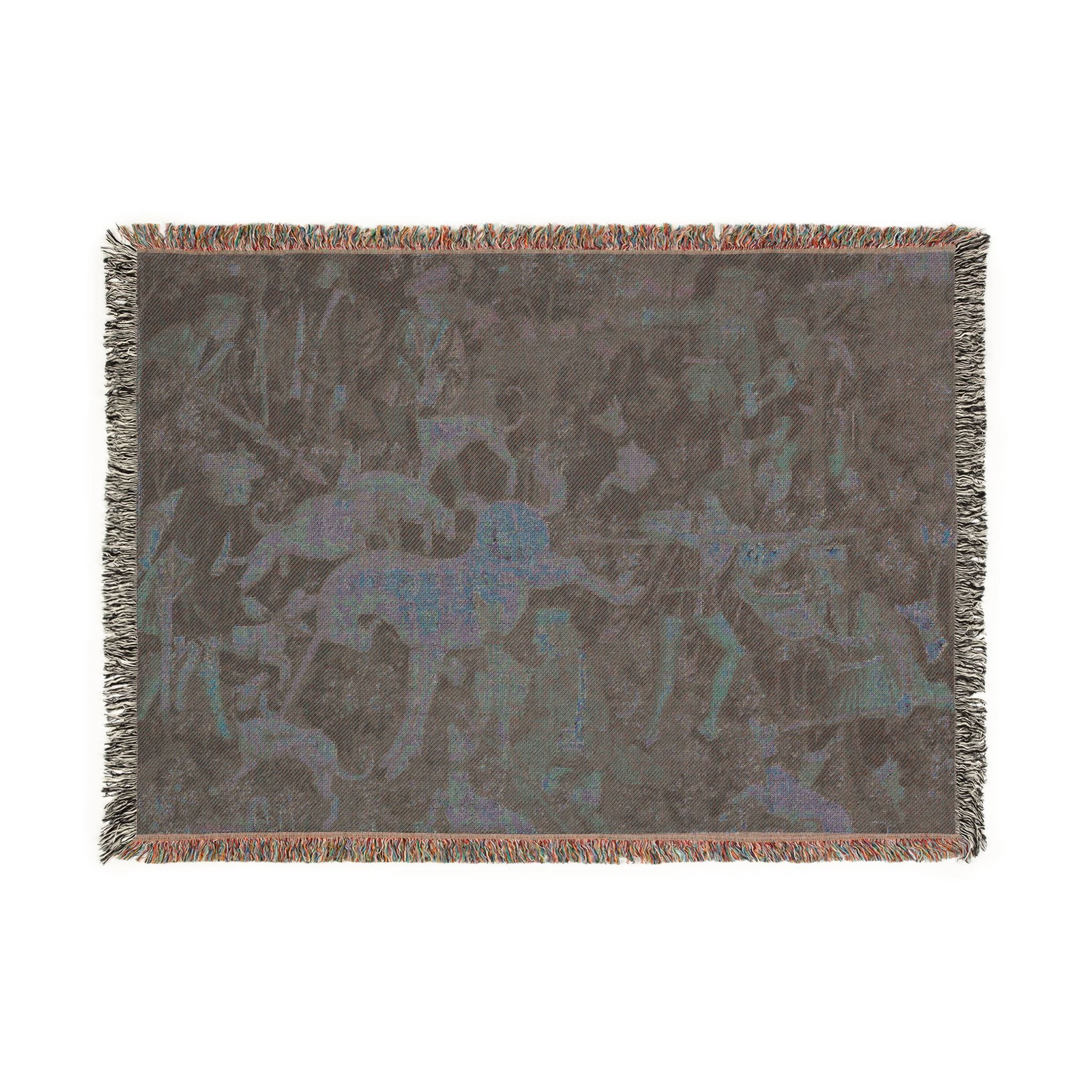 The Unicorn Defends Himself Woven Blanket, Medieval Unicorn Tapestry Art Throw