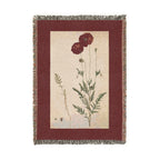 Papaver Rhoeas Poppy Woven Blanket, Flora Londinensis, Vintage Botanical Art