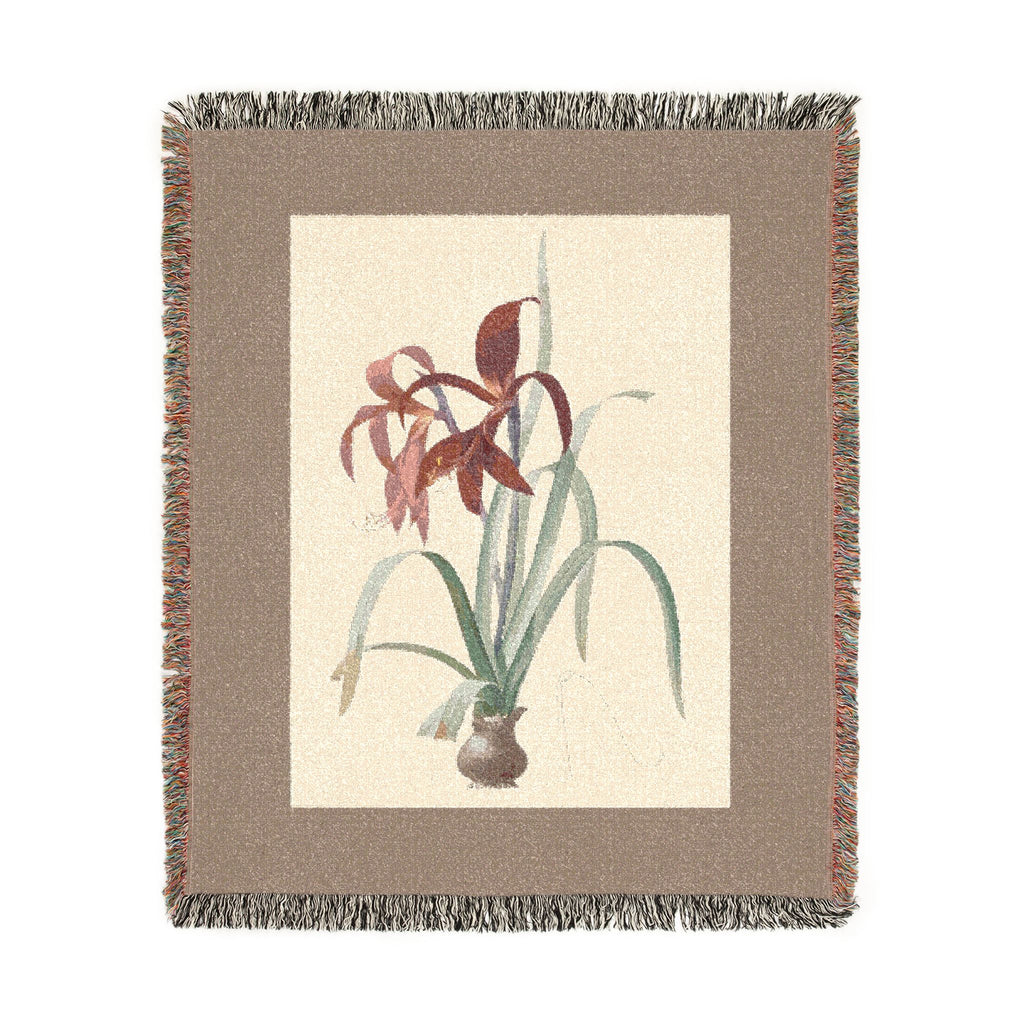 Amaryllis Formosissima Woven Blanket, Pierre-Joseph Redouté, Vintage Botanical Art Throw