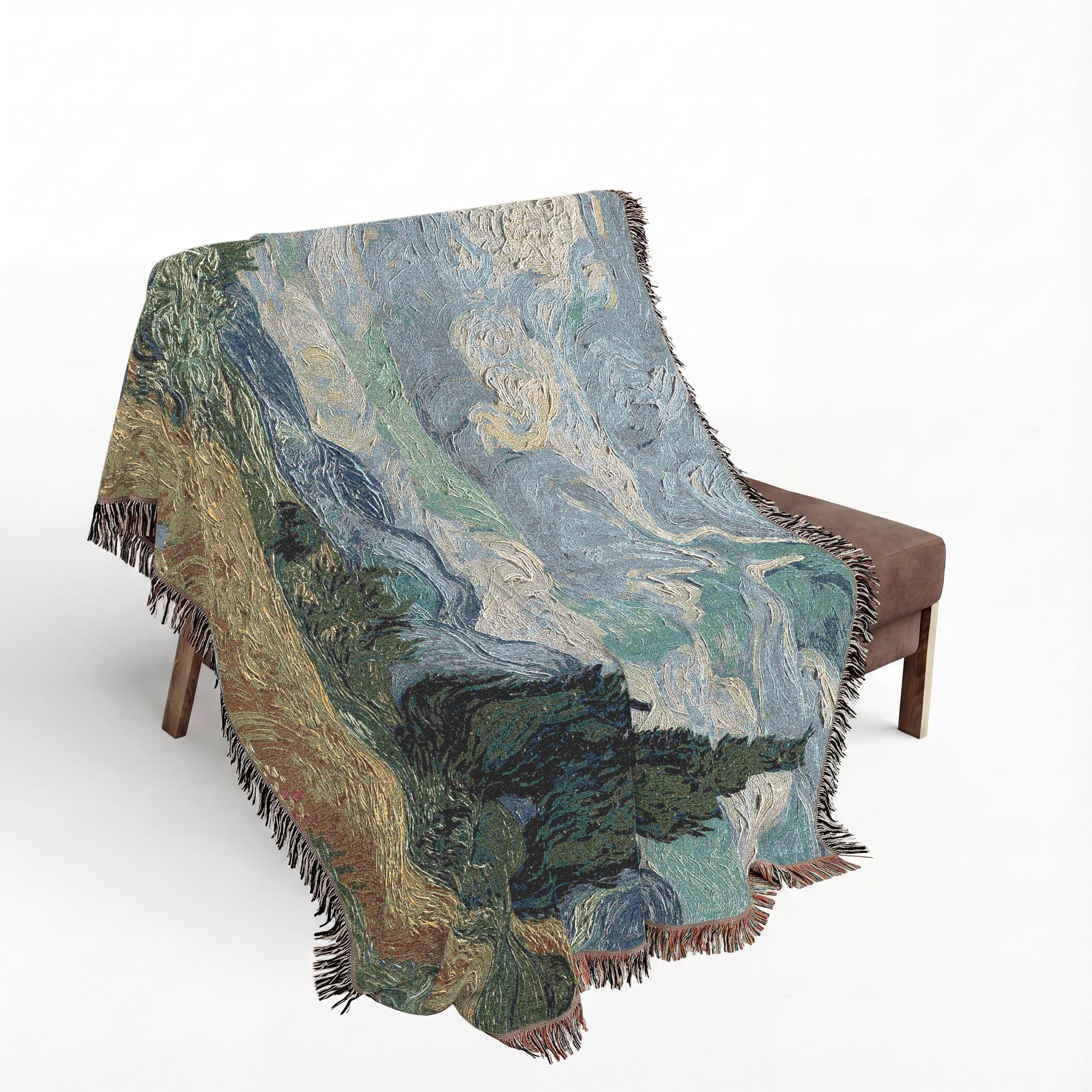 Wheat Field with Cypresses Woven Blanket, Vincent van Gogh, Fine Art Throw