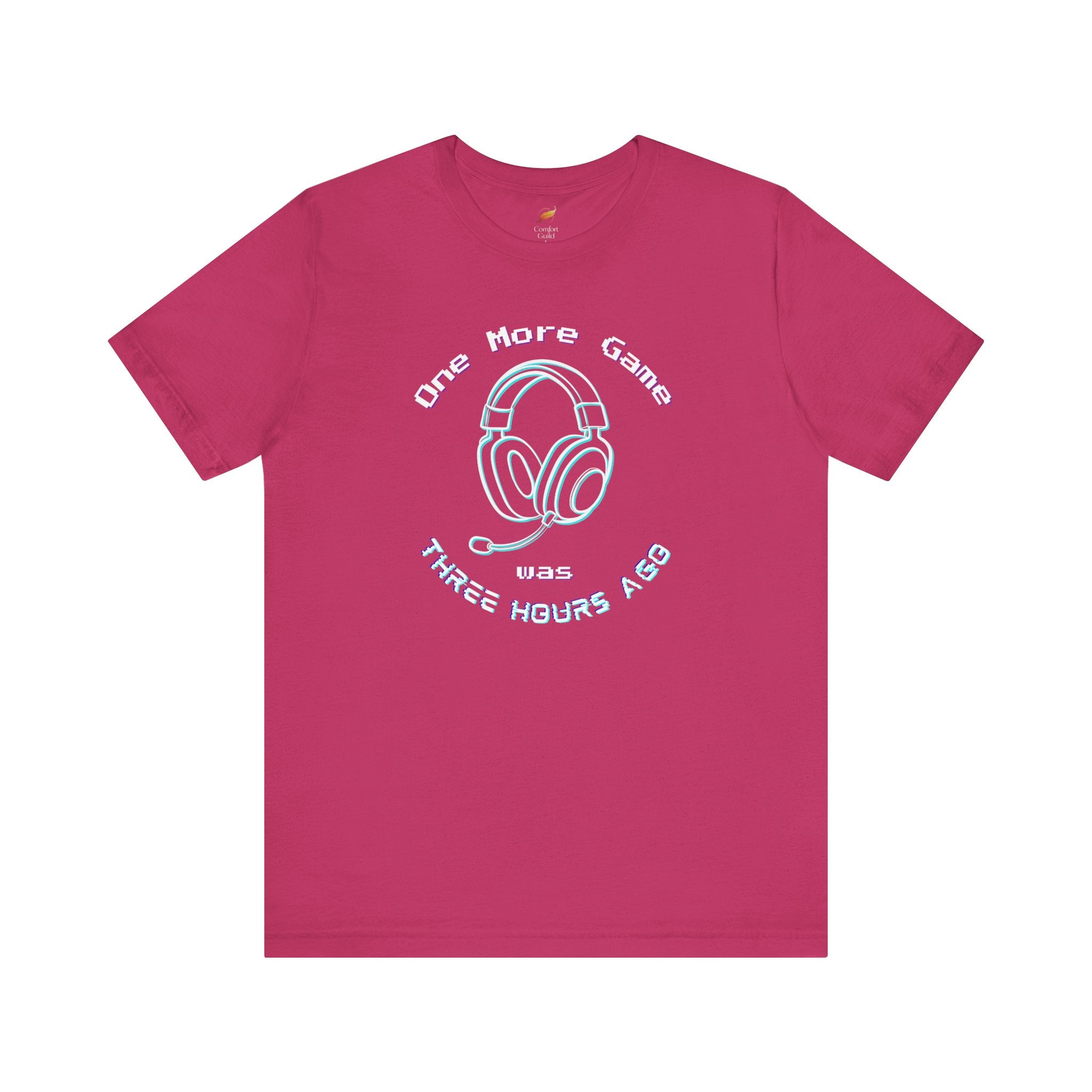 One More Game Graphic Tee, Funny Gamer T-Shirt, Neon Headset