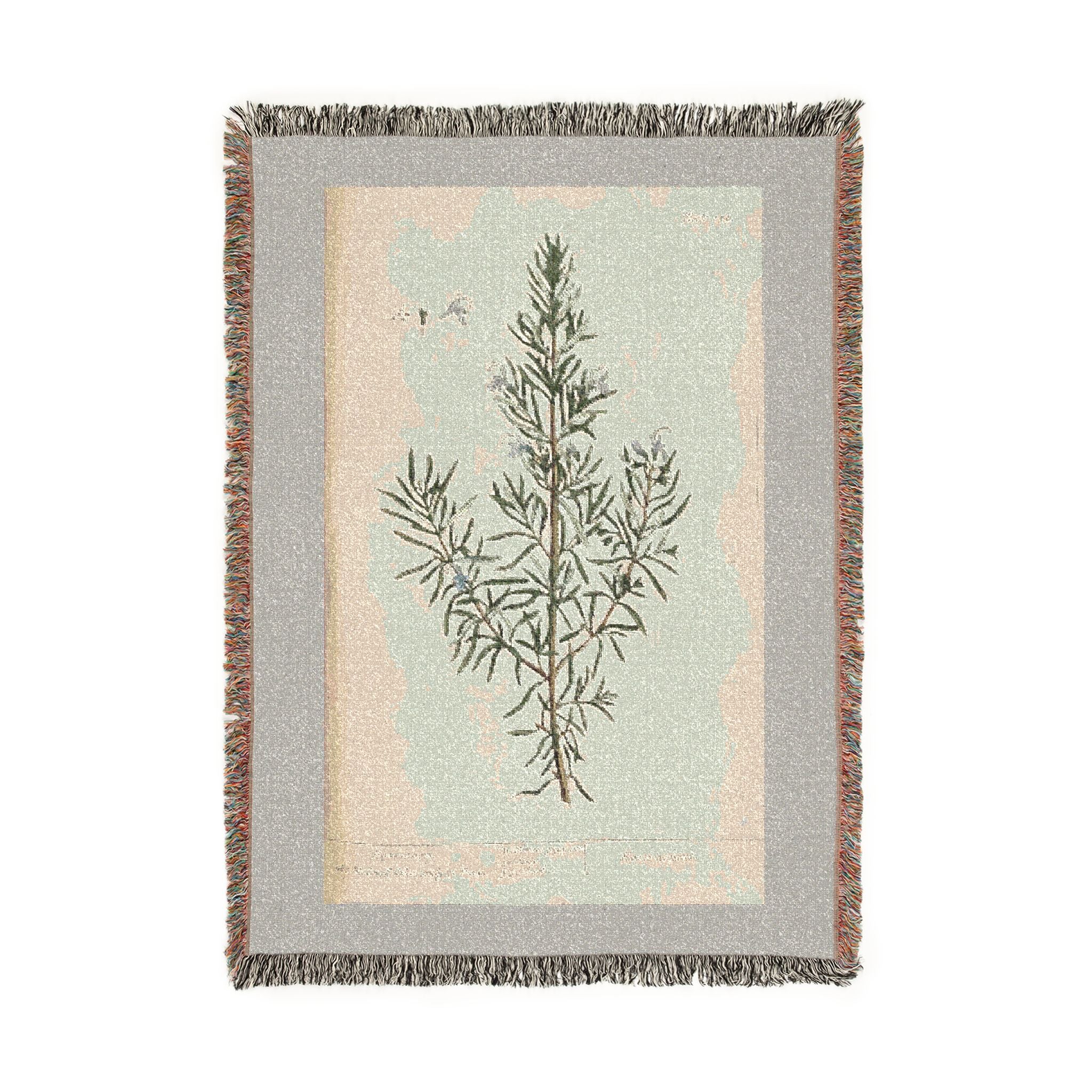 A Curious Herbal Rosemary Woven Blanket, Elizabeth Blackwell, Vintage Botanical Art Throw