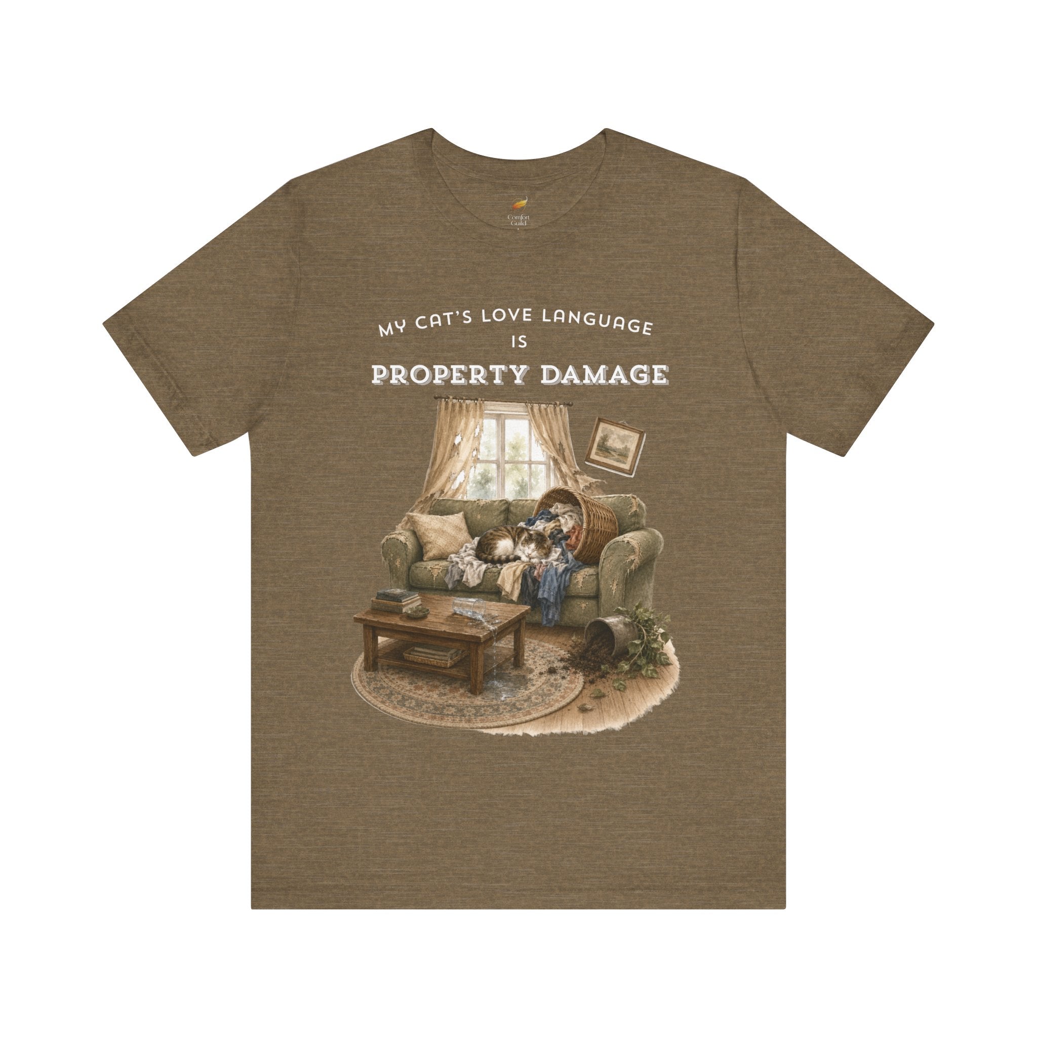 My Cat's Love Language Is Property Damage Graphic Tee, Funny Cat T-Shirt