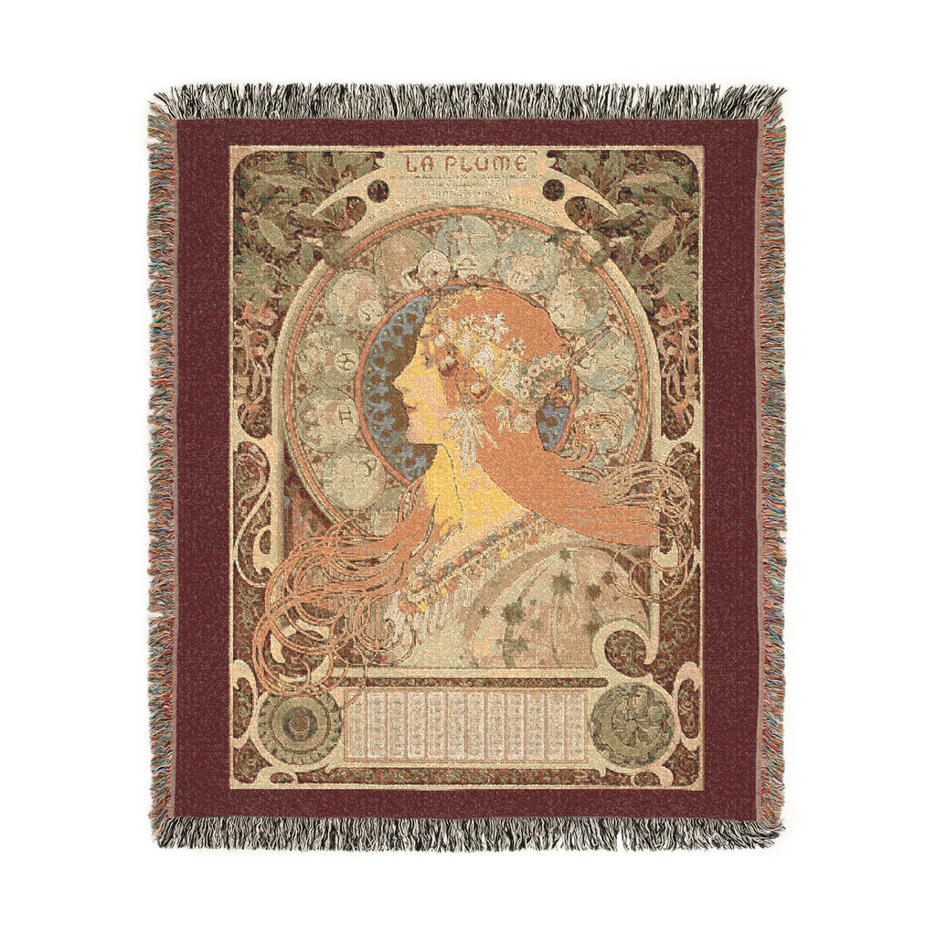 Zodiaque Woven Blanket, Alphonse Mucha, Art Nouveau Zodiac Art