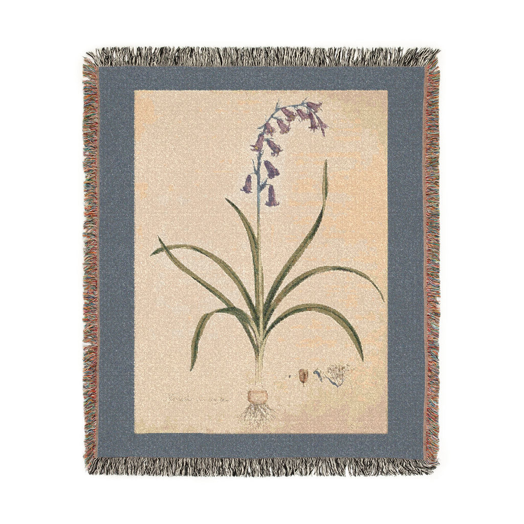 Hyacinthoides Non-Scripta Bluebell Woven Blanket, Flora Londinensis, Vintage Botanical Art