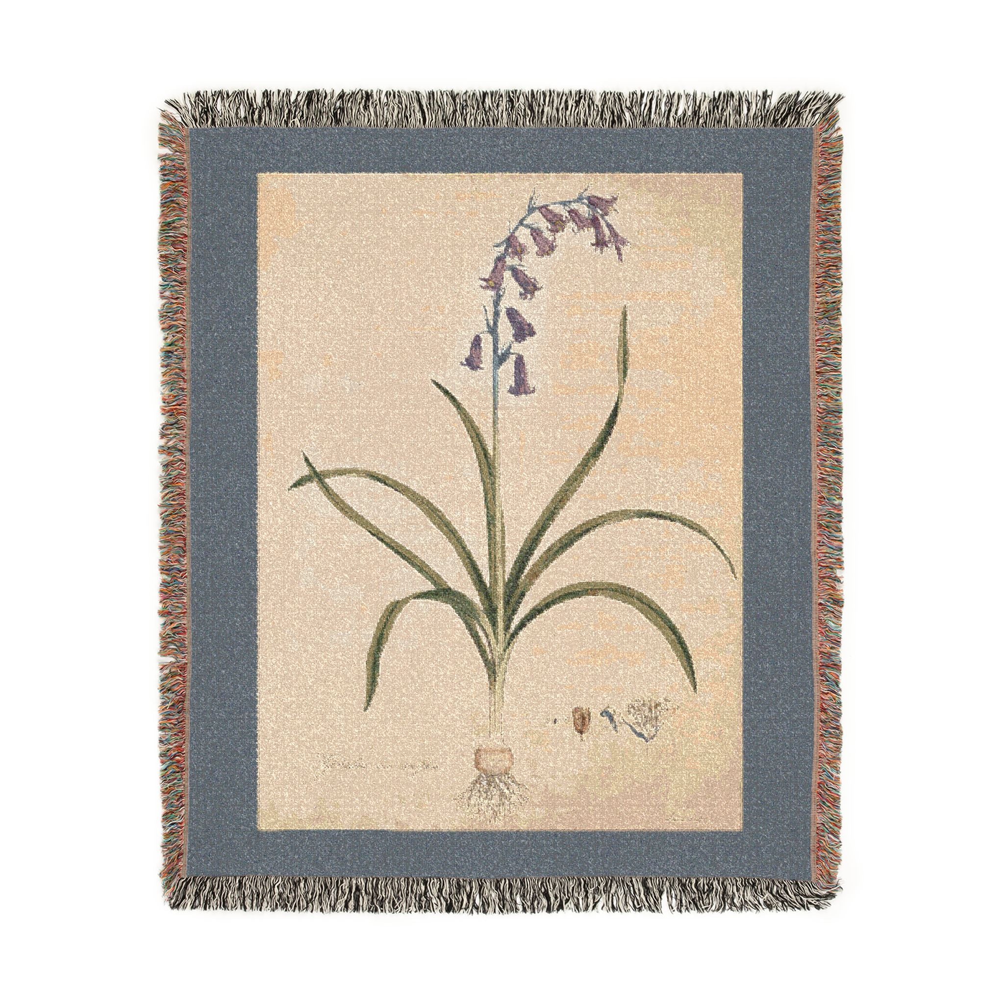Hyacinthoides Non-Scripta Bluebell Woven Blanket, Flora Londinensis, Vintage Botanical Art