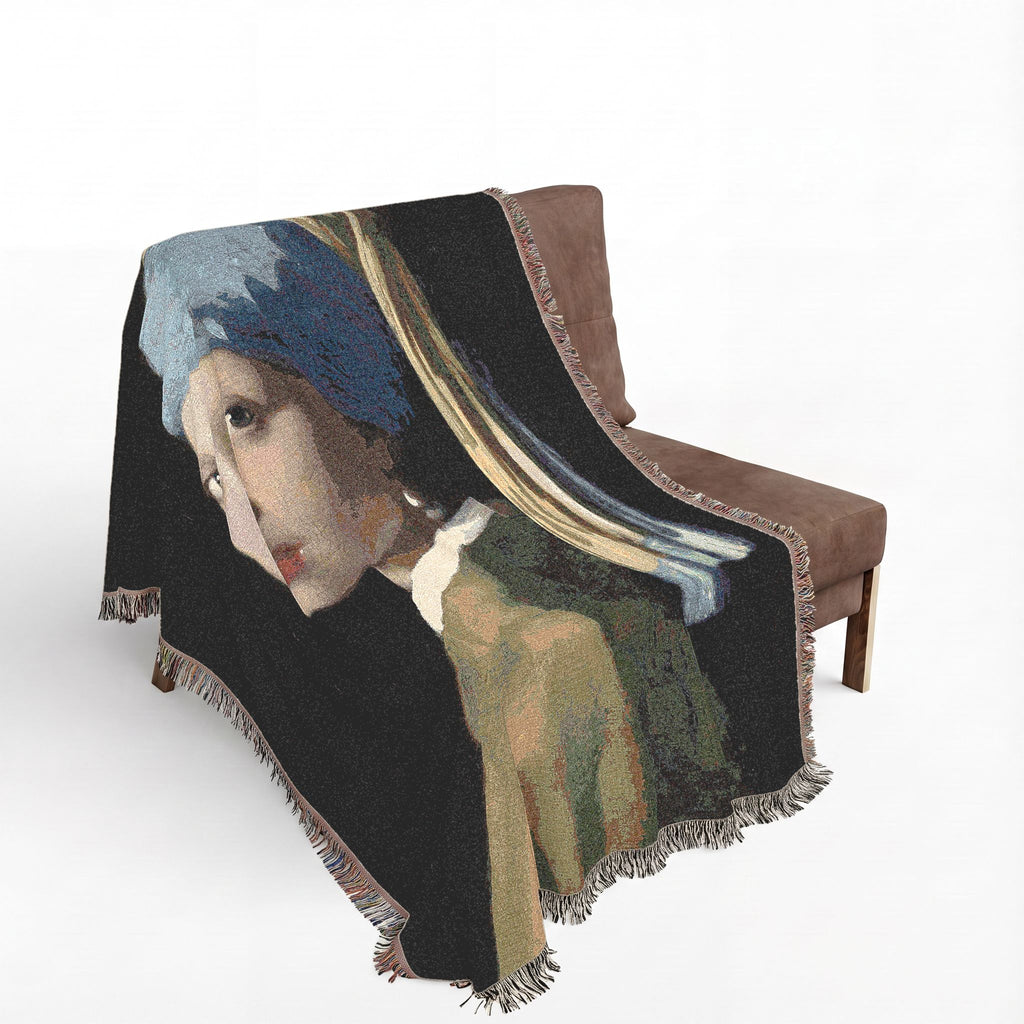 Girl with a Pearl Earring Woven Blanket, Johannes Vermeer, Dutch Golden Age Art