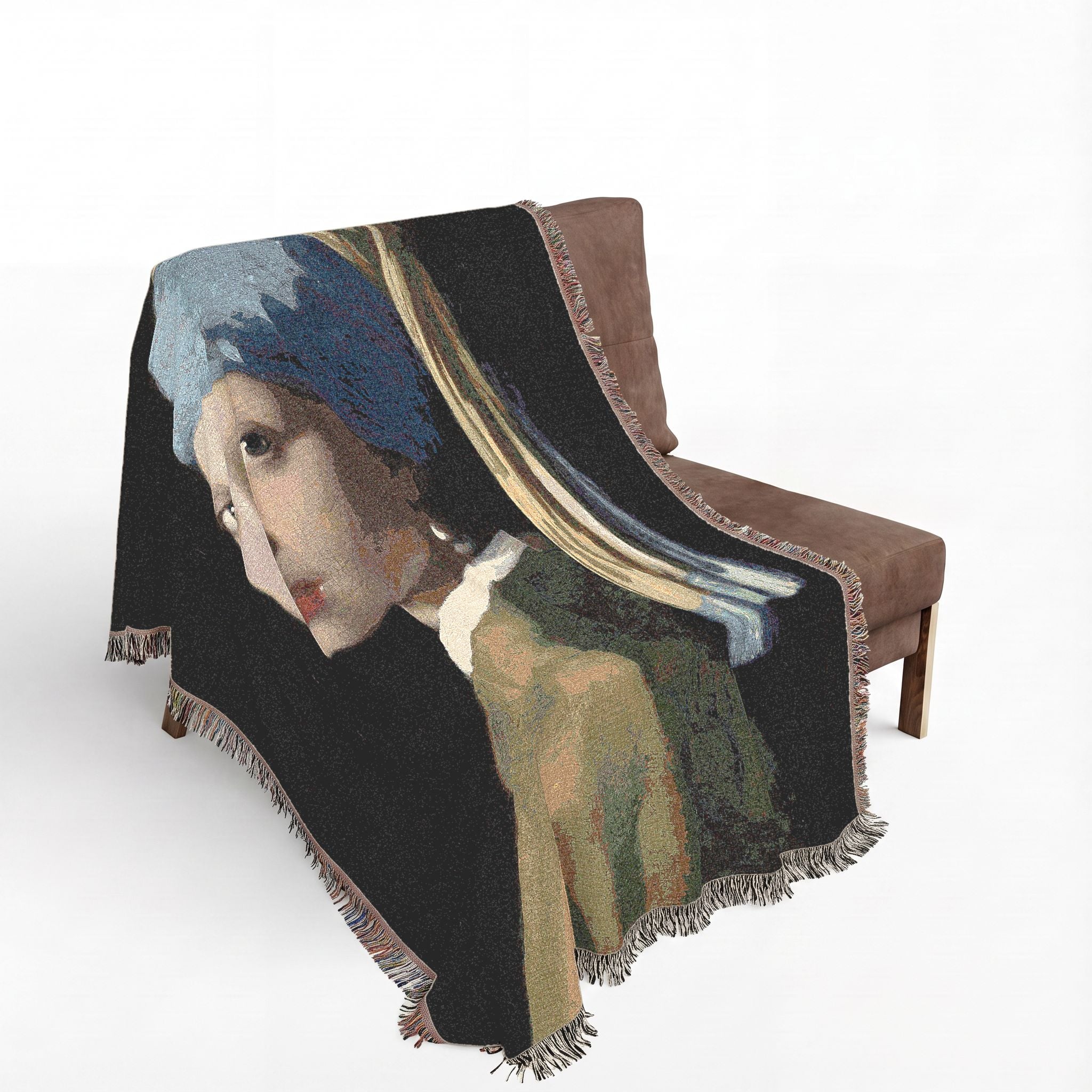 Girl with a Pearl Earring Woven Blanket, Johannes Vermeer, Dutch Golden Age Art