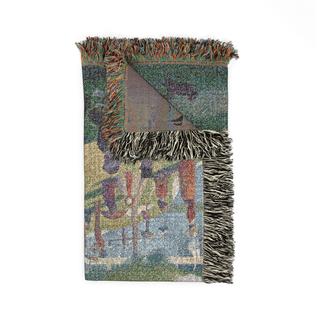 A Sunday Afternoon on the Island of La Grande Jatte Woven Blanket, Georges Seurat, Pointillist Art Throw