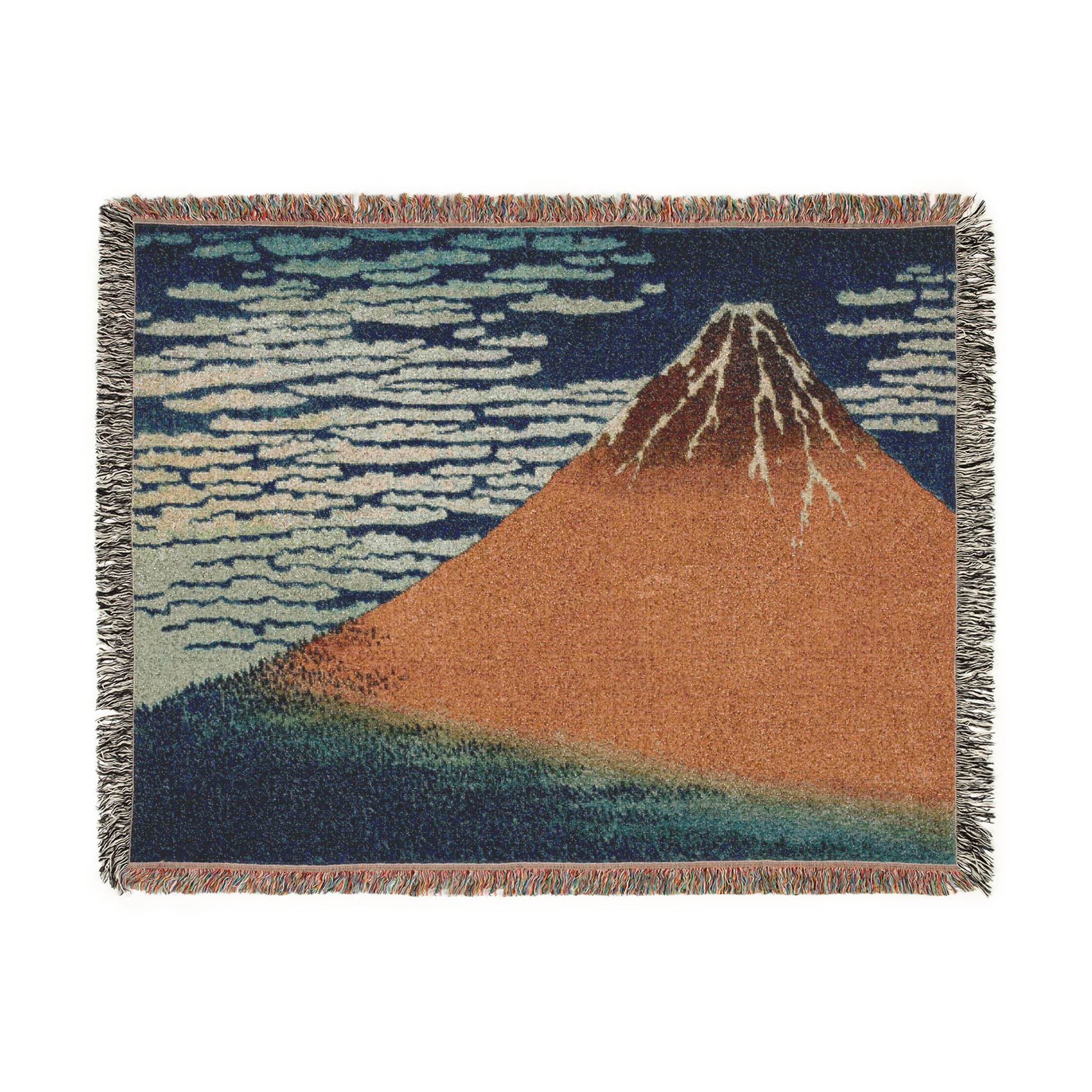 A Mild Breeze on a Fine Day Woven Blanket, Katsushika Hokusai, Japanese Landscape Art