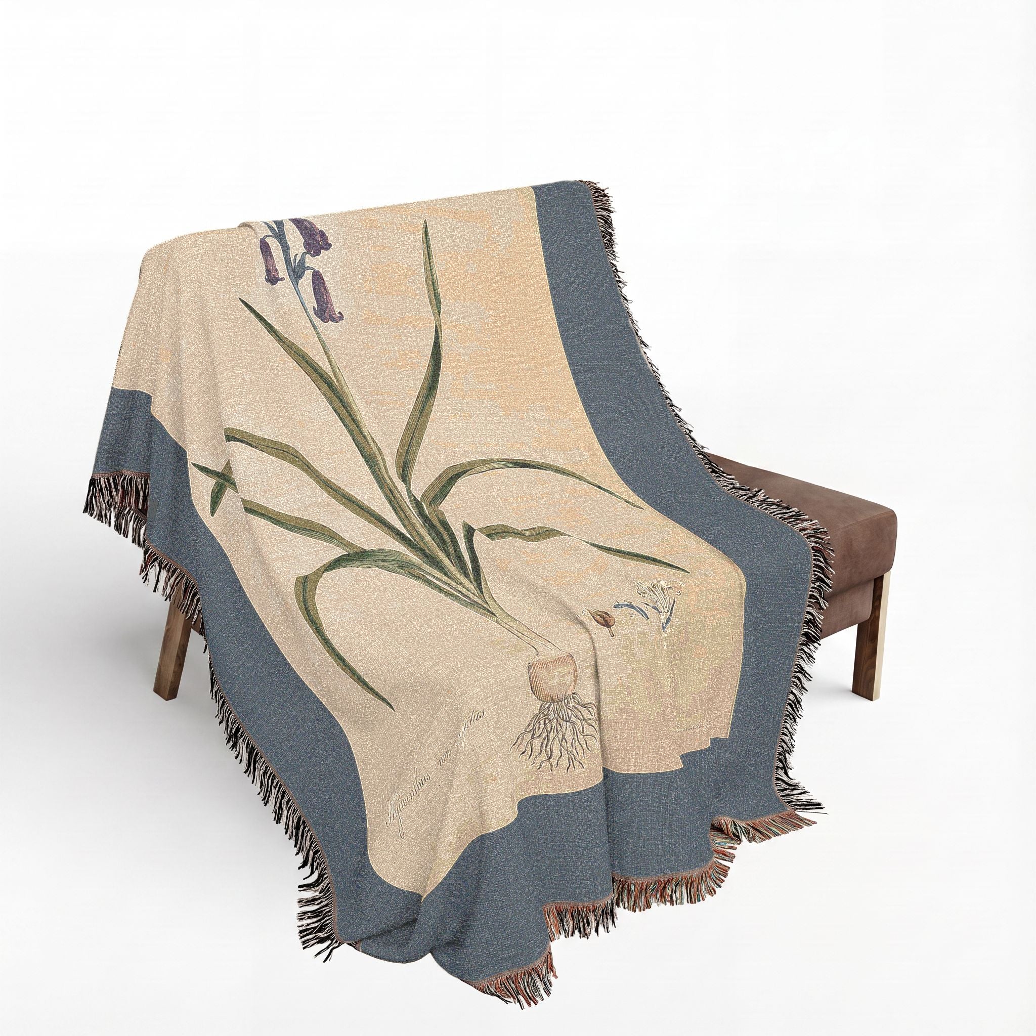 Hyacinthoides Non-Scripta Bluebell Woven Blanket, Flora Londinensis, Vintage Botanical Art