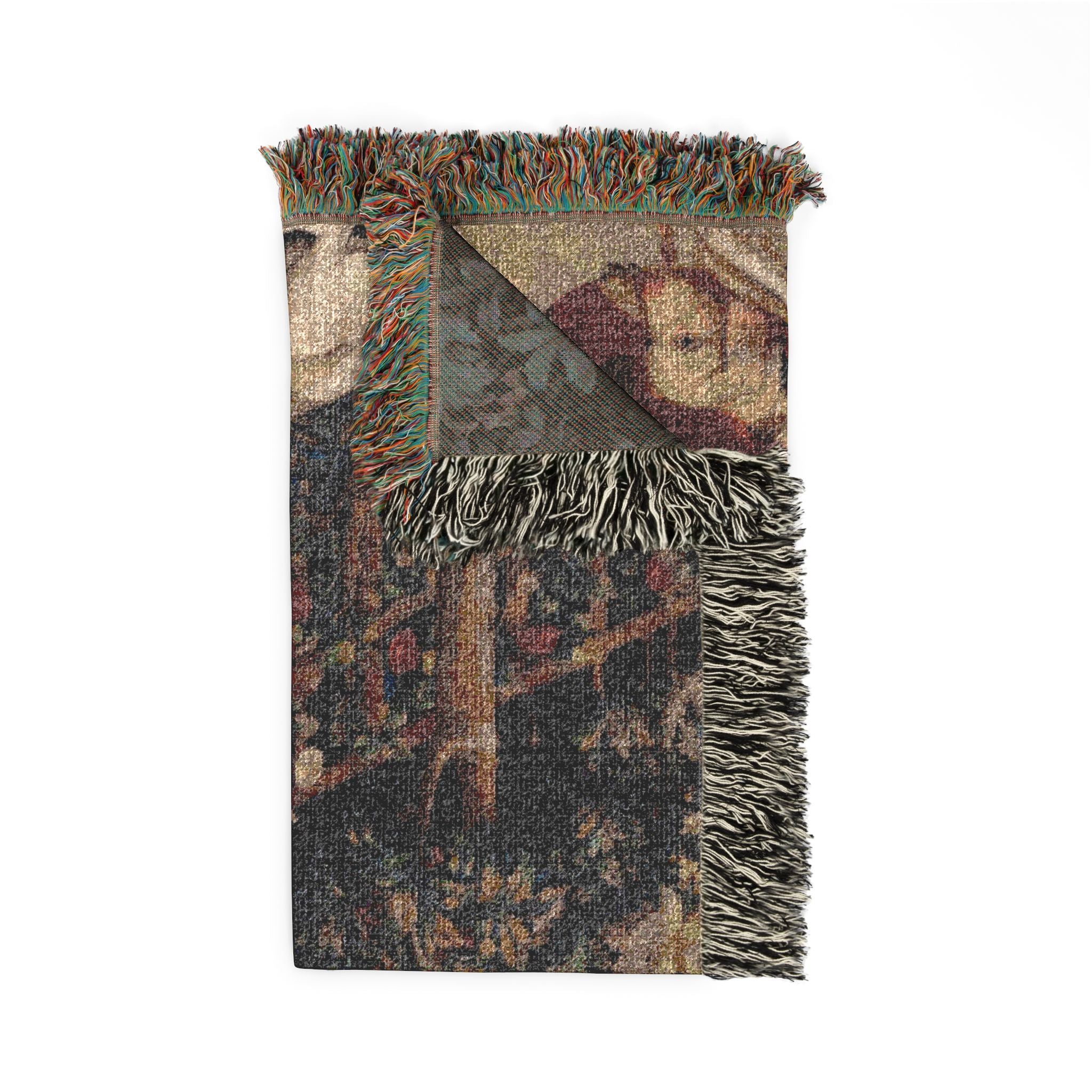 The Mystic Capture of the Unicorn Woven Blanket, Medieval Unicorn Tapestry Art Throw