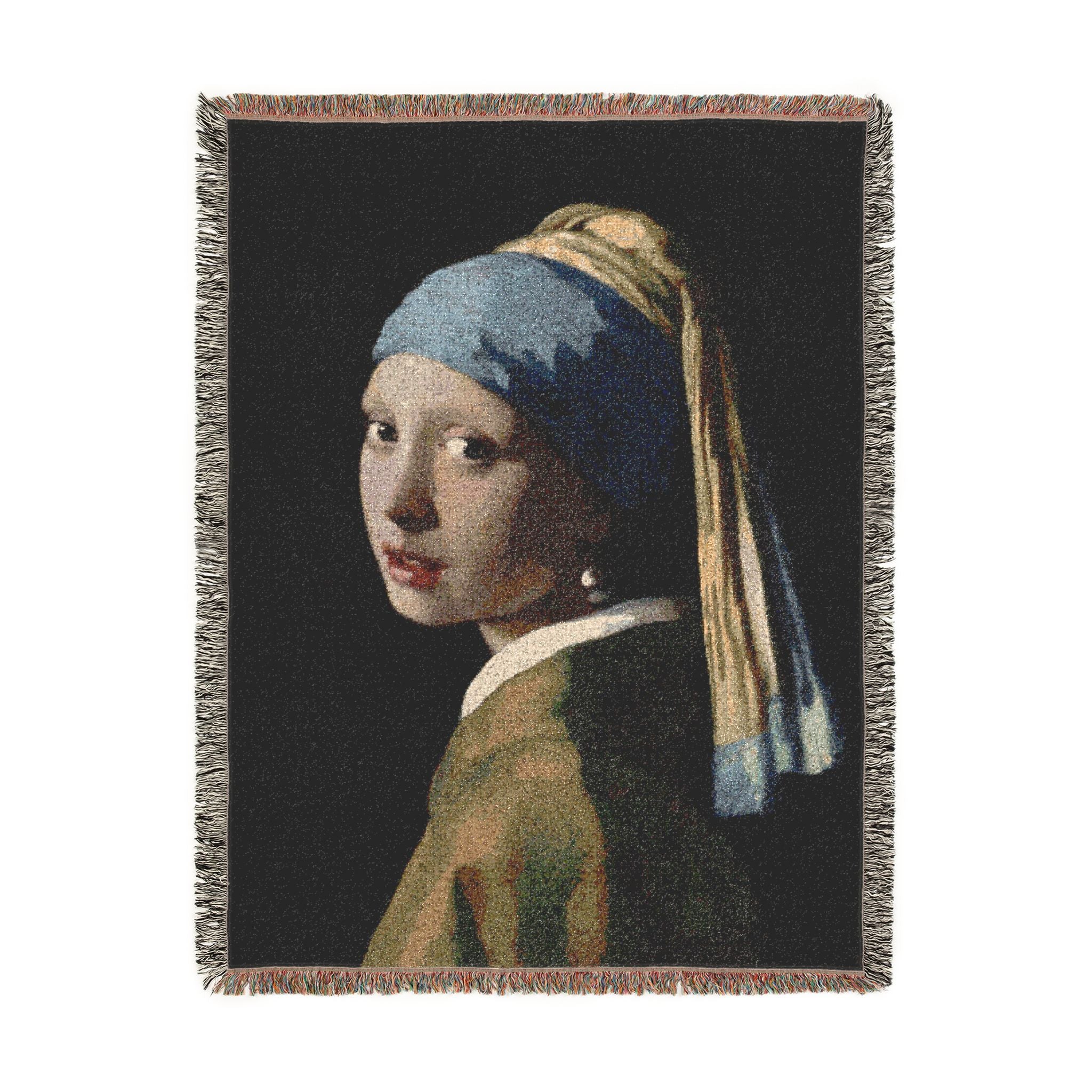 Girl with a Pearl Earring Woven Blanket, Johannes Vermeer, Dutch Golden Age Art