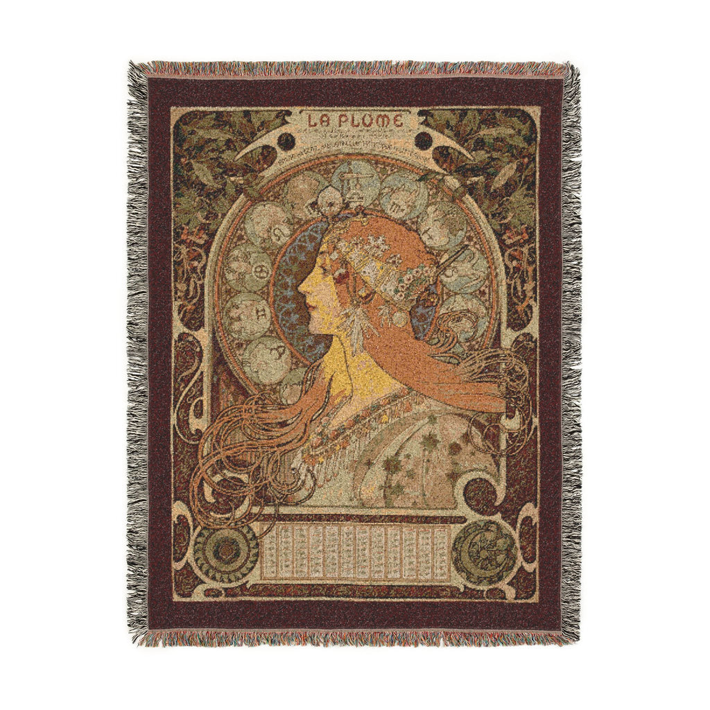 Zodiaque Woven Blanket, Alphonse Mucha, Art Nouveau Zodiac Art