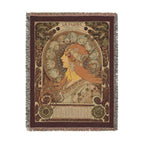 Zodiaque Woven Blanket, Alphonse Mucha, Art Nouveau Zodiac Art