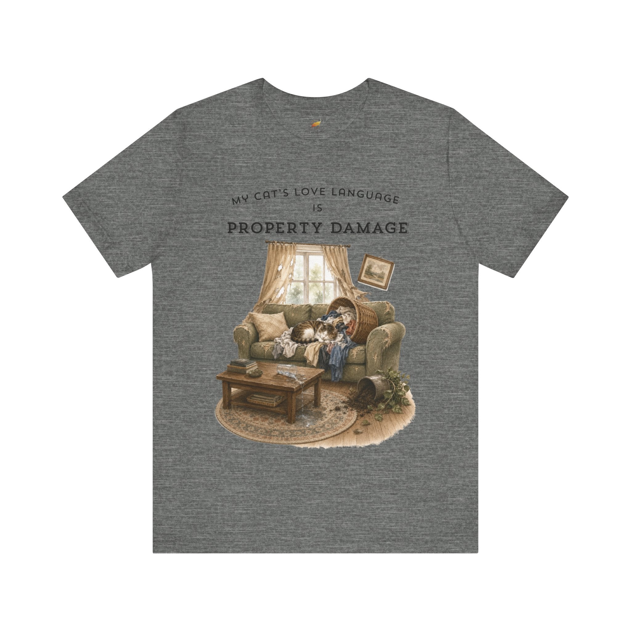 My Cat's Love Language Is Property Damage Graphic Tee, Funny Cat T-Shirt