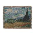 Wheat Field with Cypresses Woven Blanket, Vincent van Gogh, Fine Art Throw