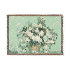 Roses Woven Blanket, Vincent van Gogh, Floral Fine Art Throw