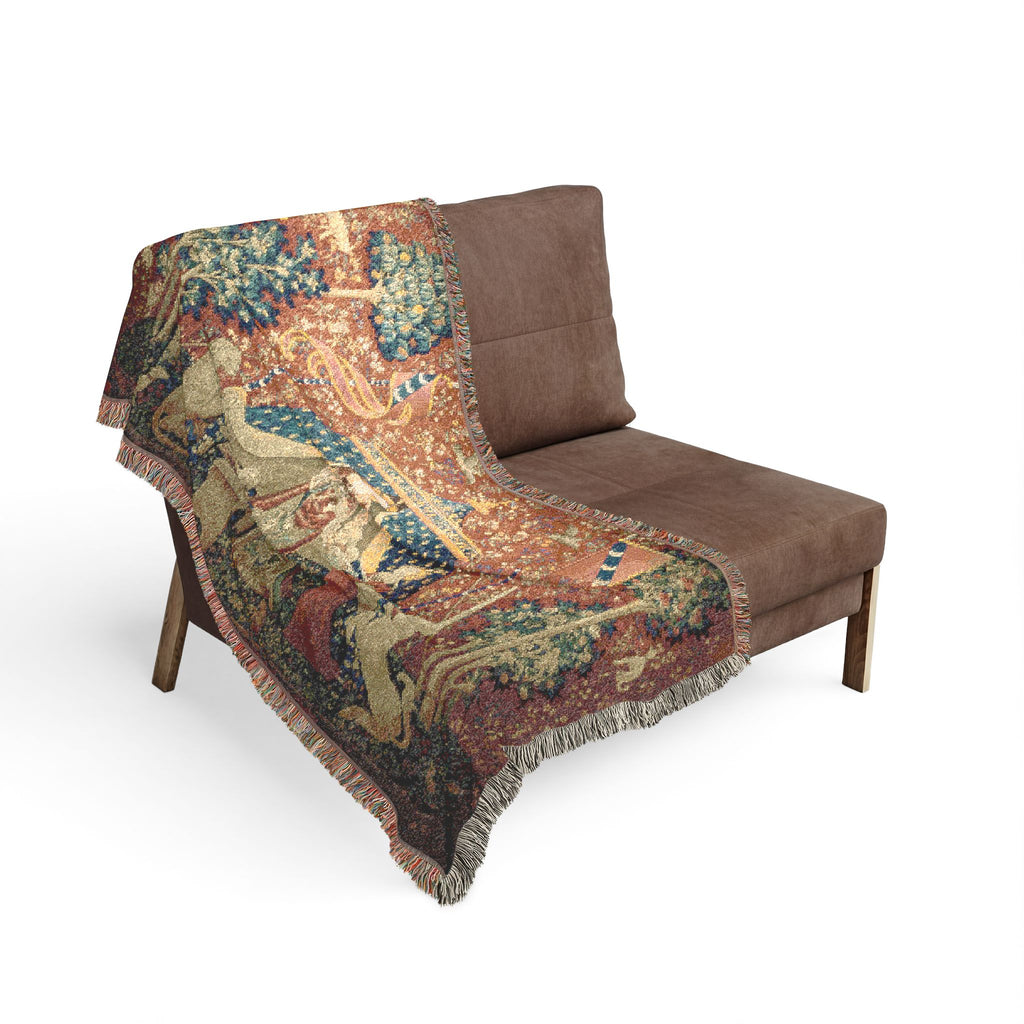 The Lady and the Unicorn À Mon Seul Désir Woven Blanket, Medieval Tapestry Art Throw