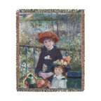 Two Sisters (On the Terrace) Woven Blanket, Pierre-Auguste Renoir, Impressionist Art Throw