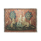 The Lady and the Unicorn Sight Woven Blanket, Medieval Tapestry Art Throw