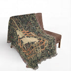 The Unicorn in Captivity Woven Blanket, Medieval Unicorn Tapestry Art Throw