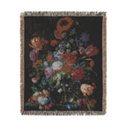 Glass Vase with Flowers and Fruit Woven Blanket, Jan Davidsz. de Heem, Dutch Still Life Art