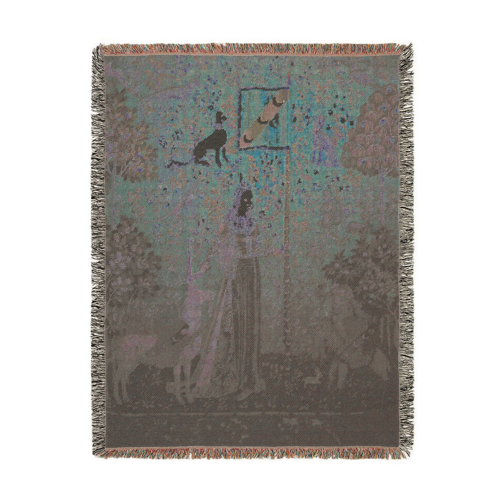 The Lady and the Unicorn Touch Woven Blanket, Medieval Tapestry Art Throw