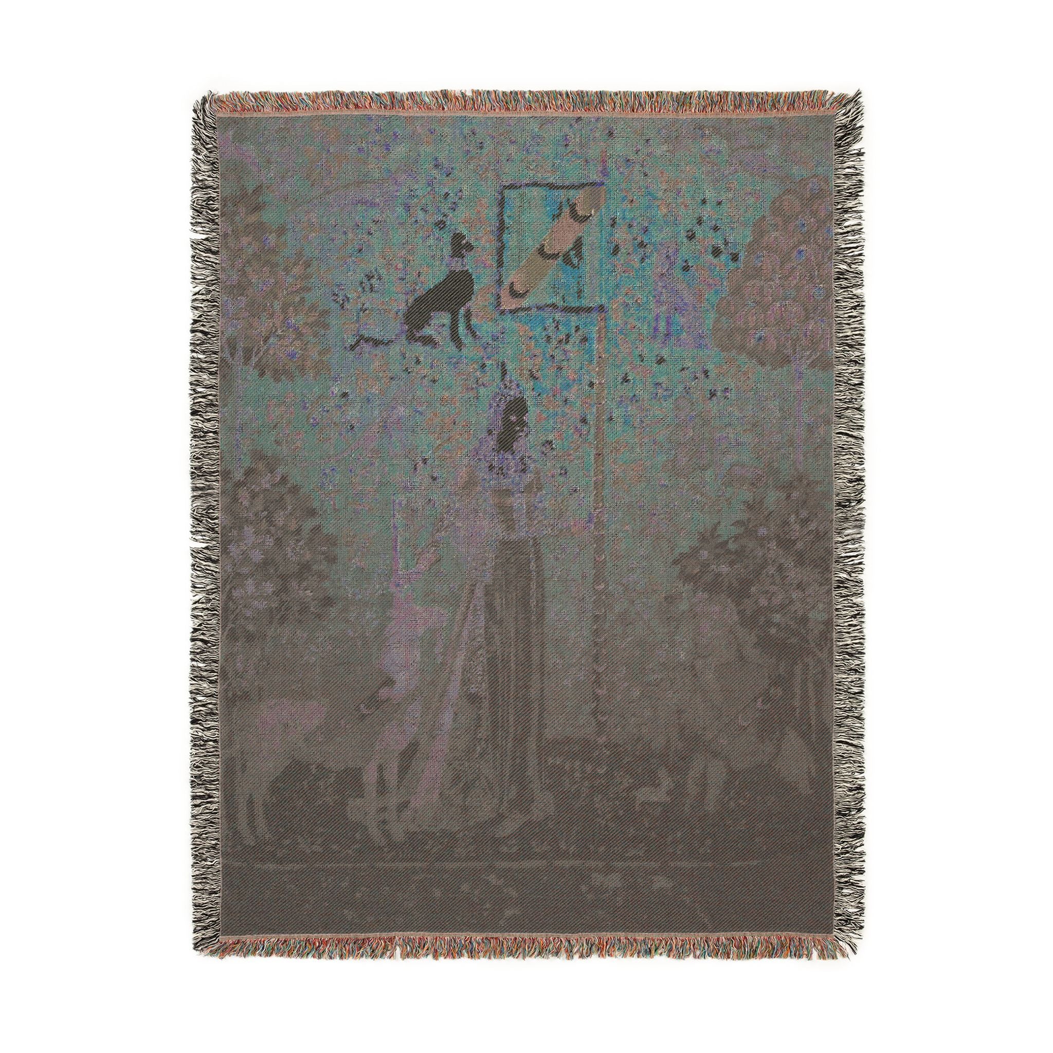 The Lady and the Unicorn Touch Woven Blanket, Medieval Tapestry Art Throw