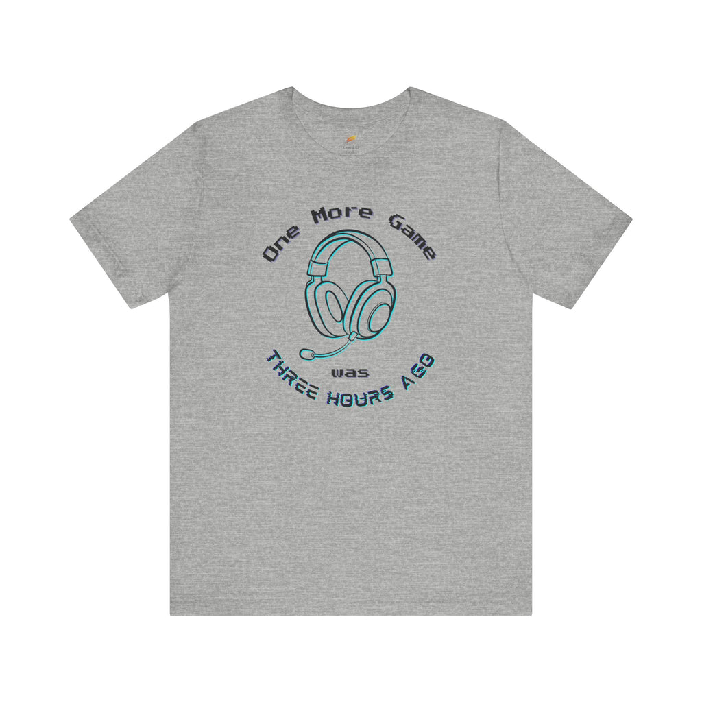 One More Game Graphic Tee, Funny Gamer T-Shirt, Neon Headset