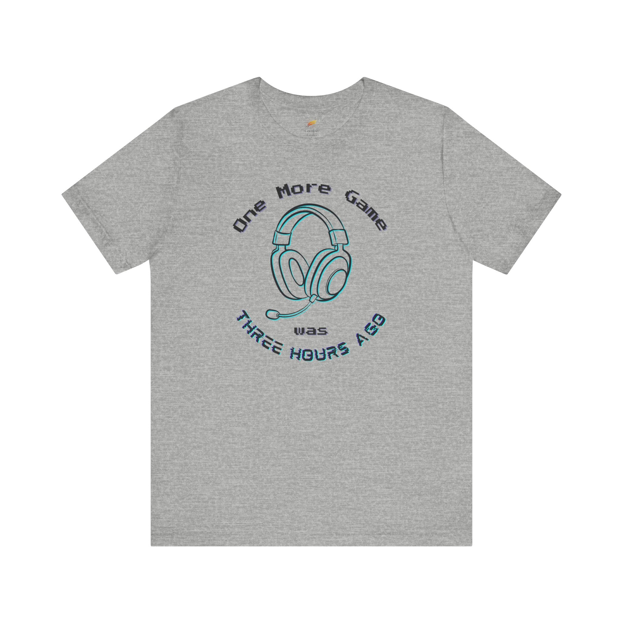 One More Game Graphic Tee, Funny Gamer T-Shirt, Neon Headset