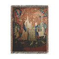 The Lady and the Unicorn Hearing Woven Blanket, Medieval Tapestry Art Throw