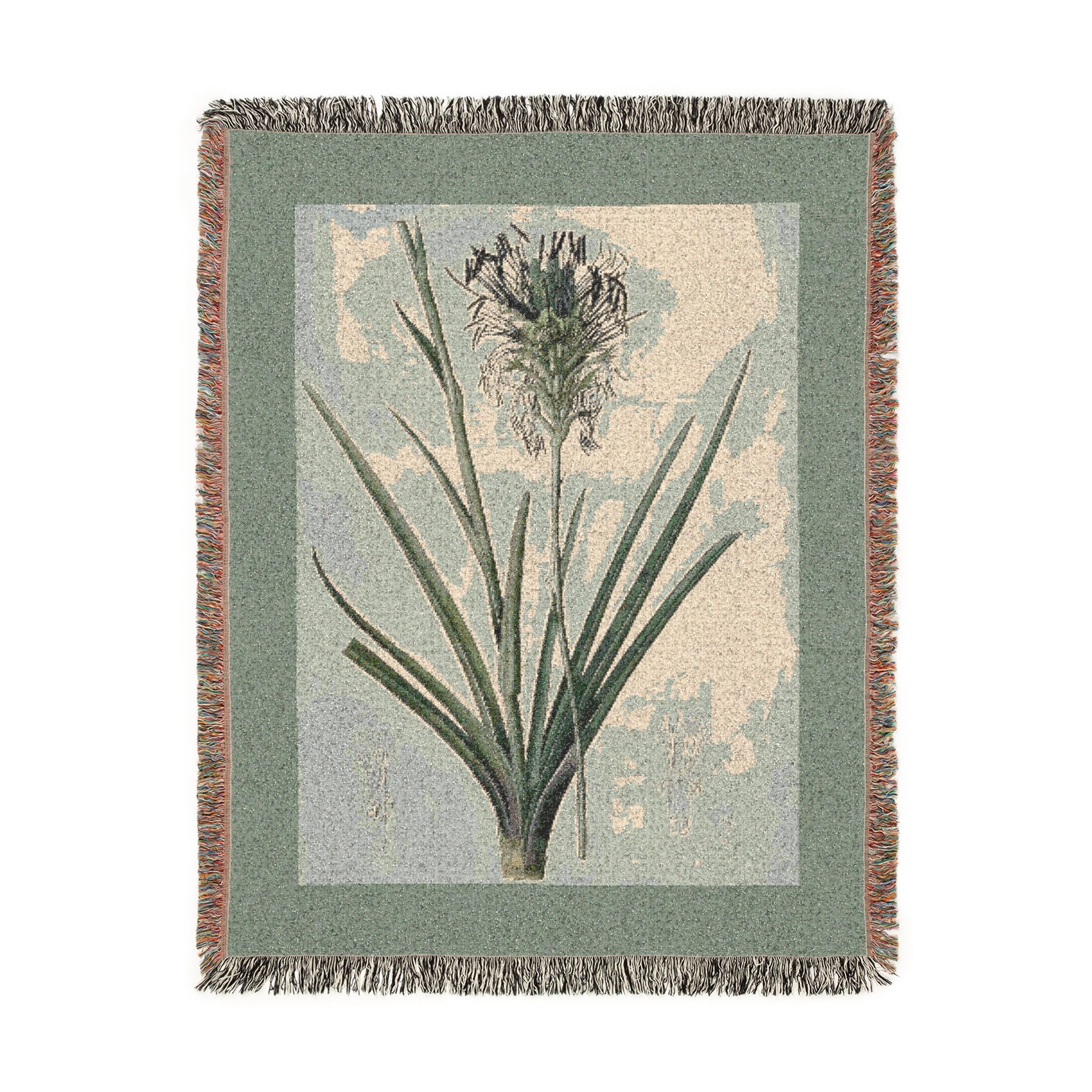 Agave Spicata Woven Blanket, Pierre-Joseph Redouté, Vintage Botanical Art Throw