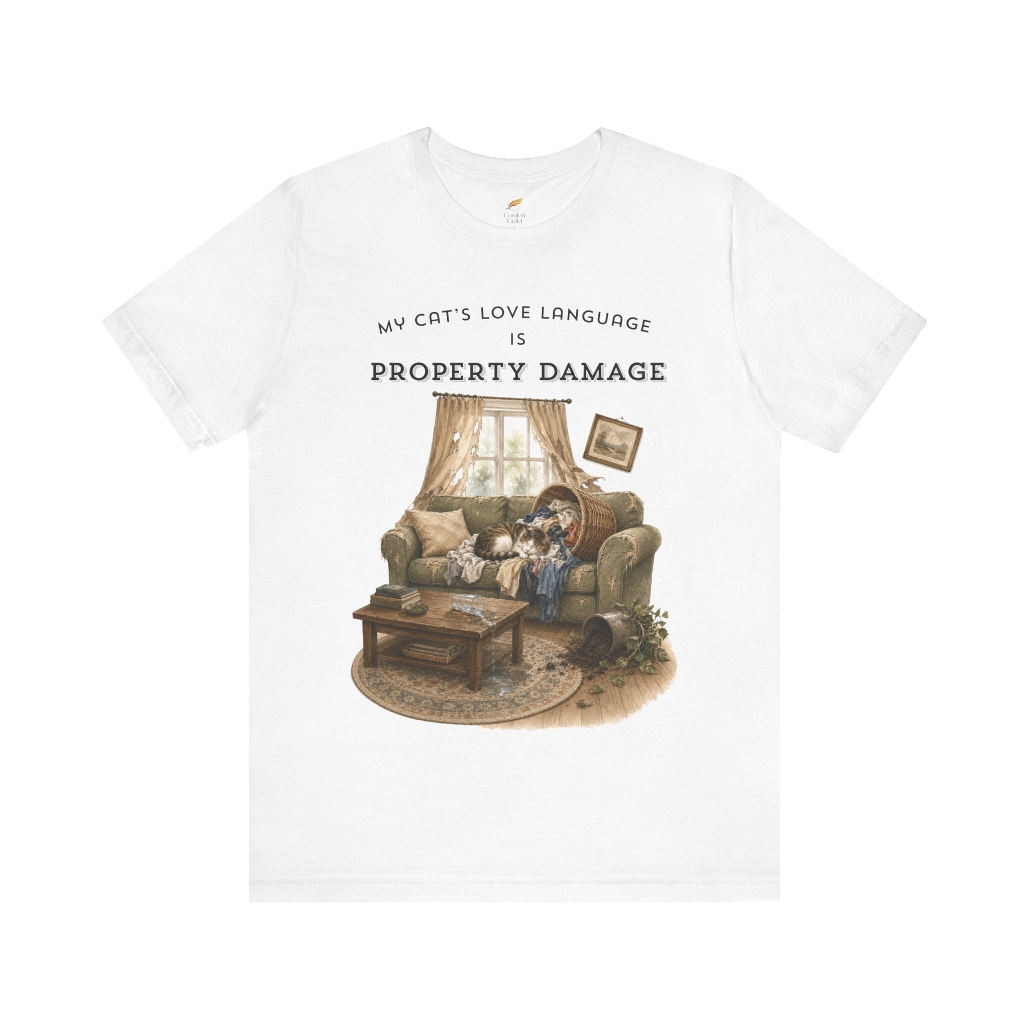 My Cat's Love Language Is Property Damage Graphic Tee, Funny Cat T-Shirt