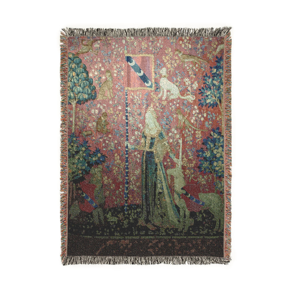 The Lady and the Unicorn Touch Woven Blanket, Medieval Tapestry Art Throw