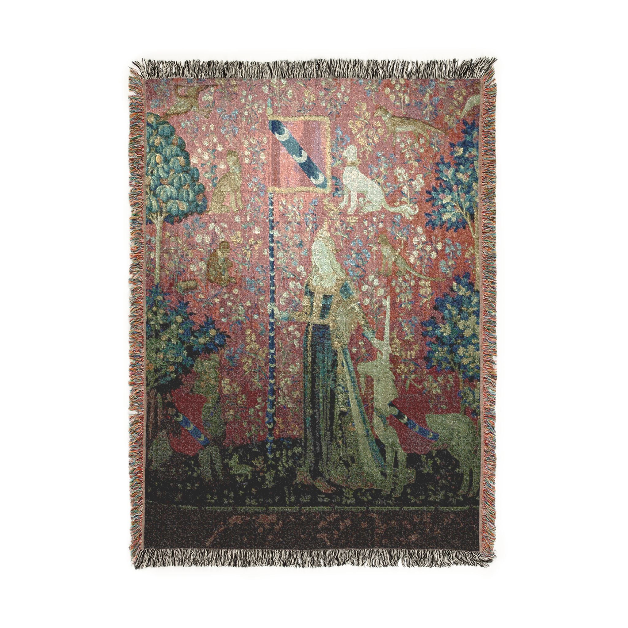 The Lady and the Unicorn Touch Woven Blanket, Medieval Tapestry Art Throw