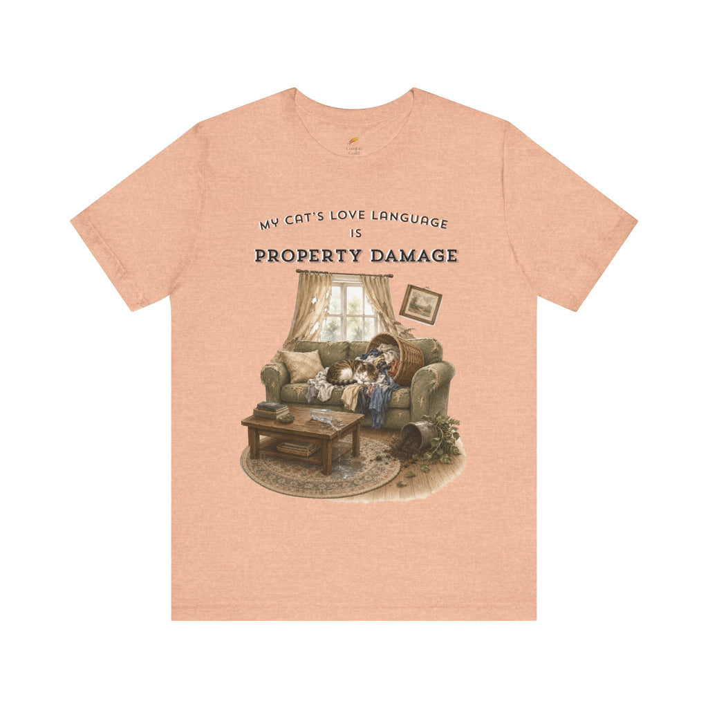 My Cat's Love Language Is Property Damage Graphic Tee, Funny Cat T-Shirt