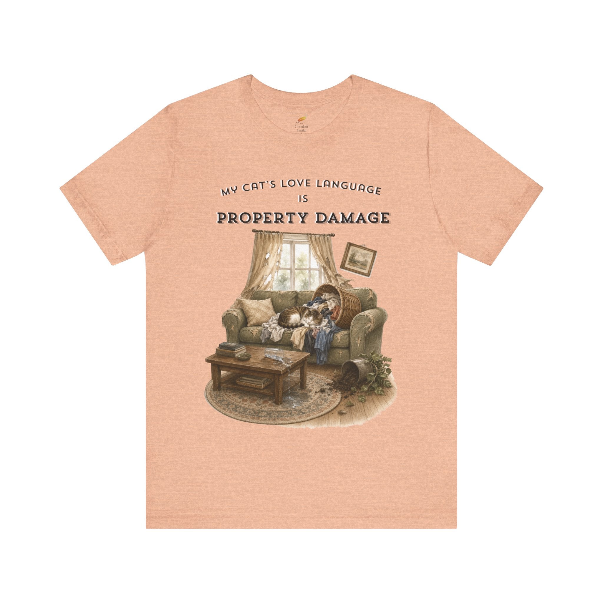 My Cat's Love Language Is Property Damage Graphic Tee, Funny Cat T-Shirt