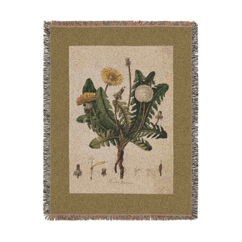 Leontodon Taraxacum Dandelion Woven Blanket, Flora Londinensis, Vintage Botanical Art
